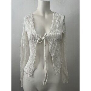 Princess Polly Fairy Top 4 tie front romantic floral sheer flare sleeve white
